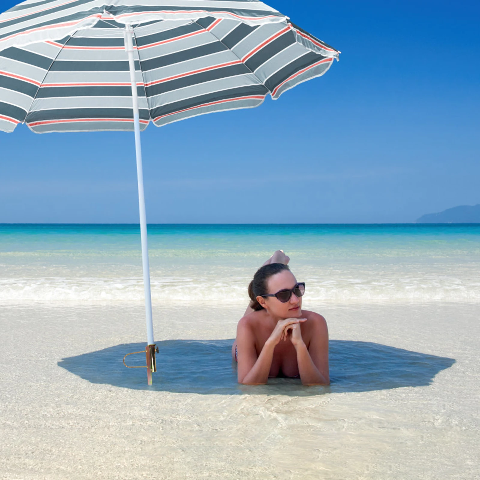 Soporte para sombrilla de playa de hierro, soporte para sombrilla, estante de anclaje, Base de tierra, soporte para mástil de bandera para soporte