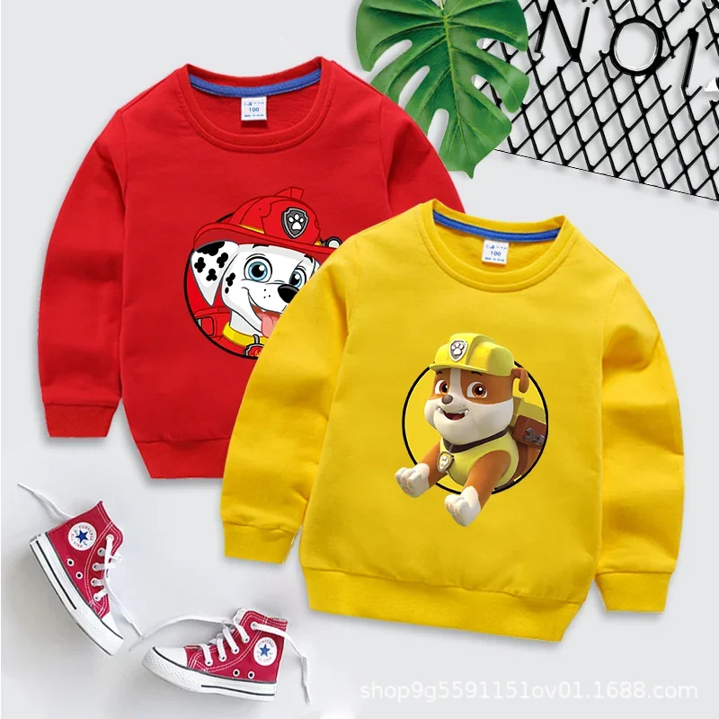 Paw Patrol Sweatshirt 100% Cotton Kids Sweatshirt Cute Cartoon Chase Skye Crew Neck Top Spring Autumn Baby Base Clothing Gifts