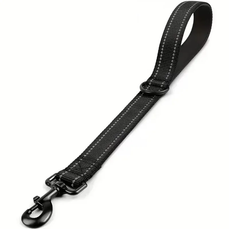 Laisse pour chien courte 30/45/60 cm, laisse en nylon réfléchissante pour chien de grande taille, laisse d'entraînement avec verrou en alliage de zinc, rotation à 360 degrés verrouillable
