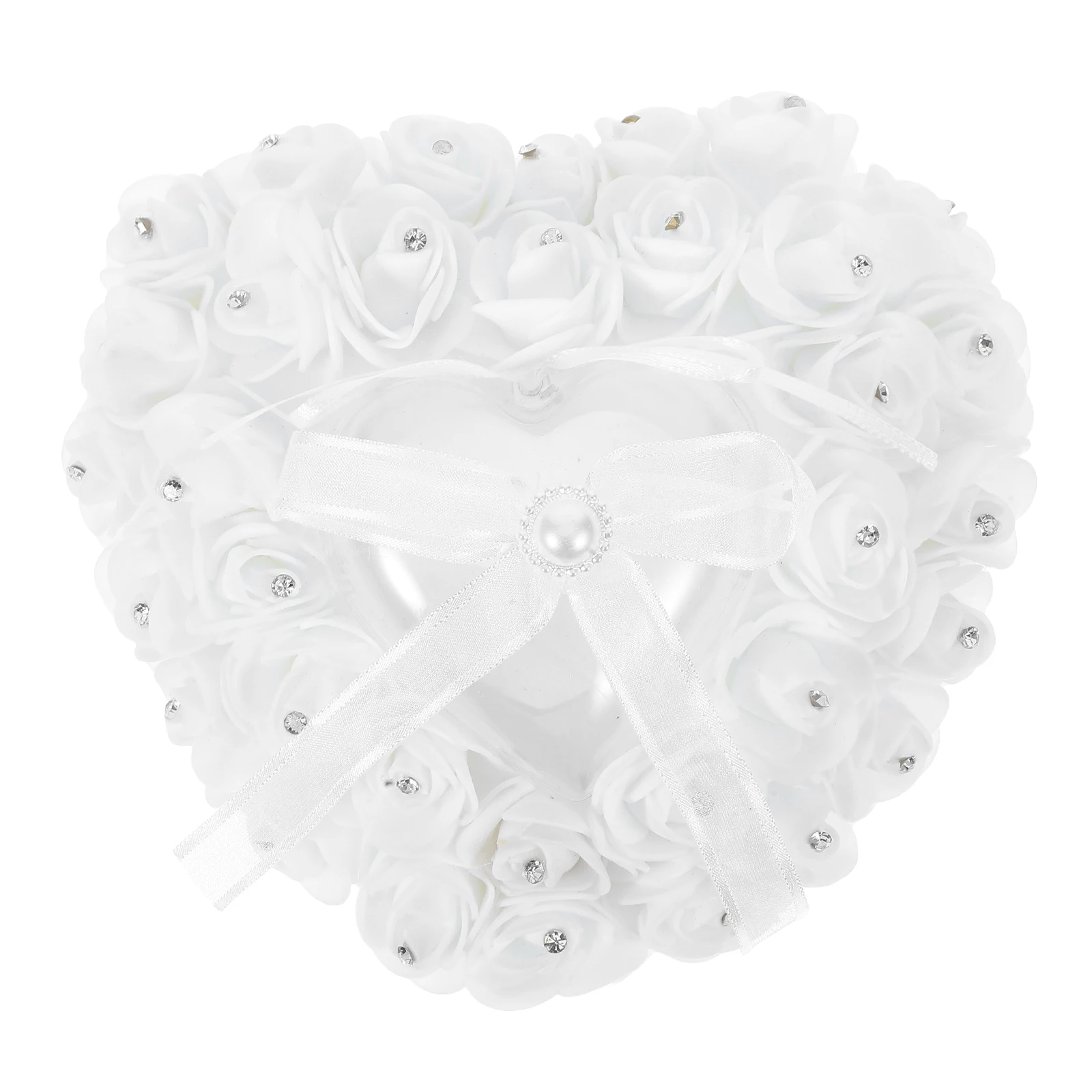 

Elegant Heart Shaped Wedding Jewelry Display Box Faux Rhinestone Decor Vintage Ring Holder For Proposal Anniversary Valentine