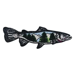 Big Fish Embroidery Patches Iron on Embroidery Applique for Clothing Coat Jackets T-shirts Jeans Cartoon Badges Funny Interest