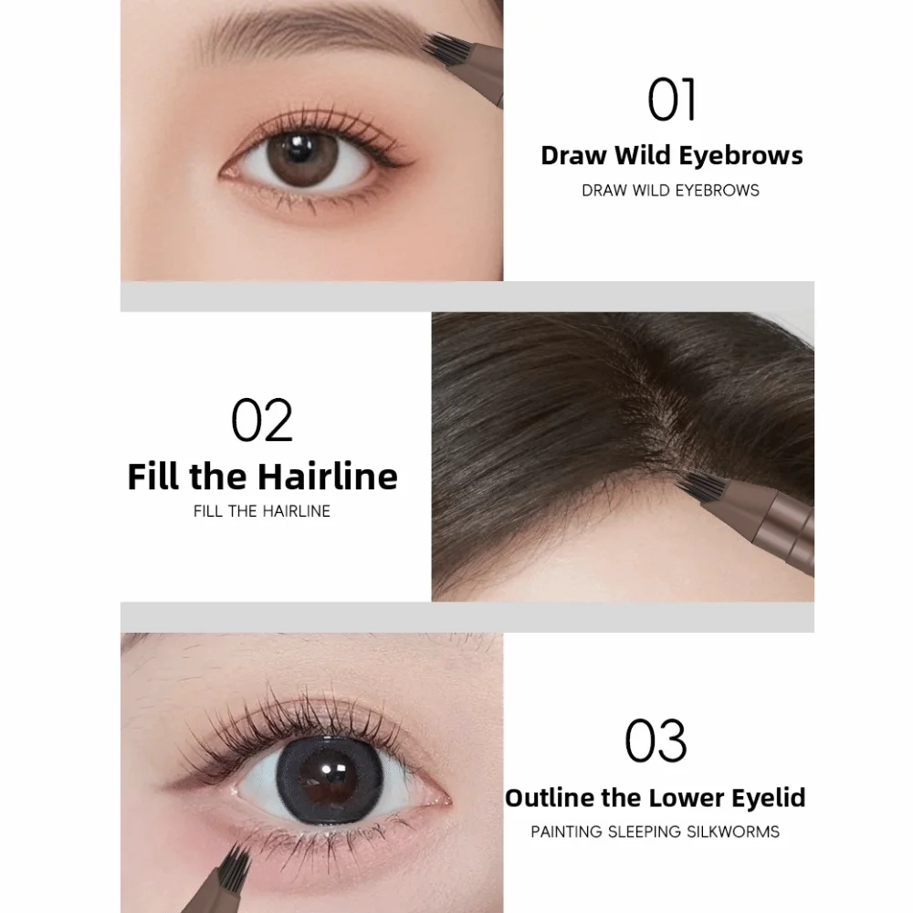 New Multi-Pronged Tip 4D Eyebrow Pencil Long-Lasting Precise Outlining Eyebrow Tint Smudge-Proof Liquid Eyebrow Pencil for Girls