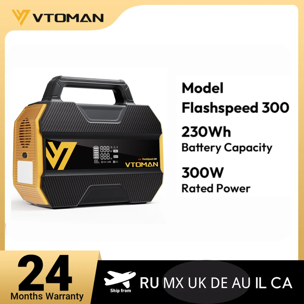 VTOMAN FlashSpeed 300 Portable Power Station 230Wh/70000mAh LiFePO4 Pure Sine