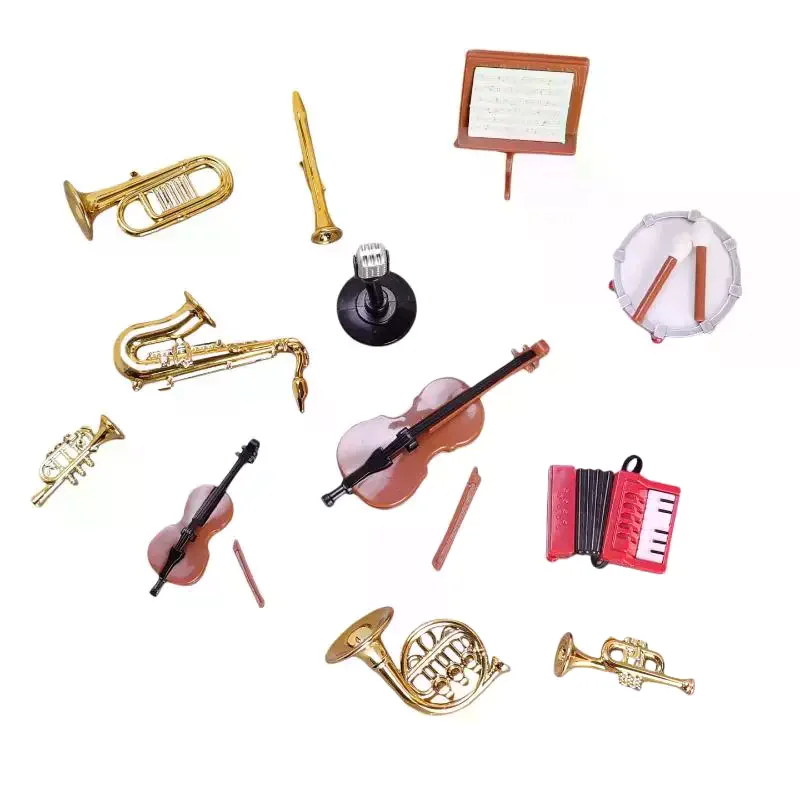 1 Set Home Decor Spielzeug 1:12 Puppenhaus Miniatur Akkordeon Sax Klassische Musikinstrument Modell Ornament Puppenhaus Zubehör