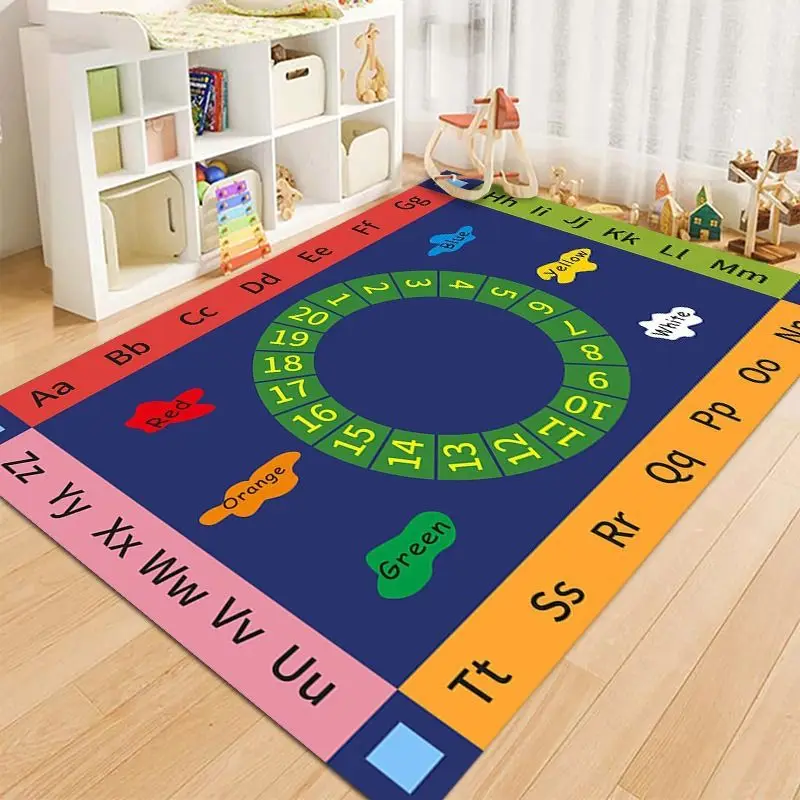 VIKAMA Colorful Kids Learning Game Carpet Non Slip Soft Large Play Area Rug For Children Bedroom Classroom Home Decor