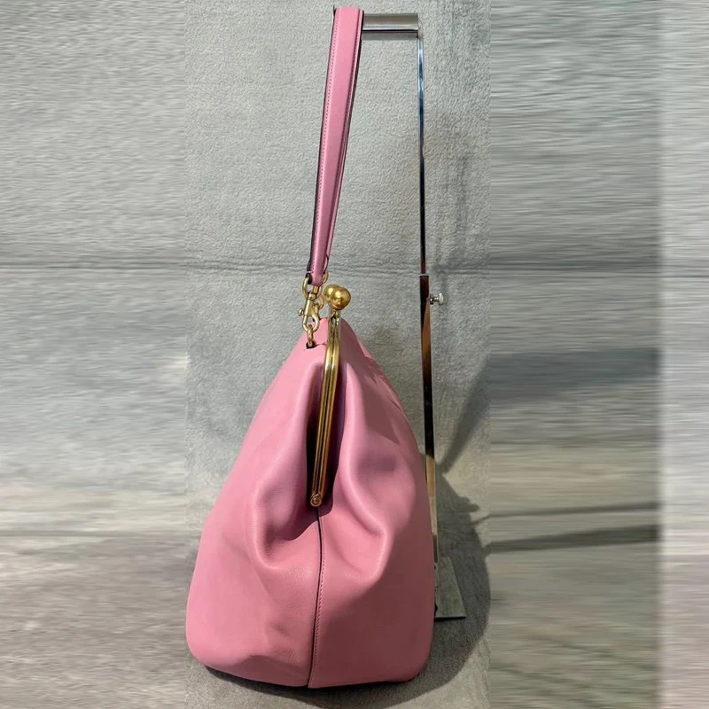 Kisslock Frame Clip Bags For Women Luxury Designer Handbag And Purse 2026 New In PU Metal Sheet Large Capacity Underarm Shoulder
