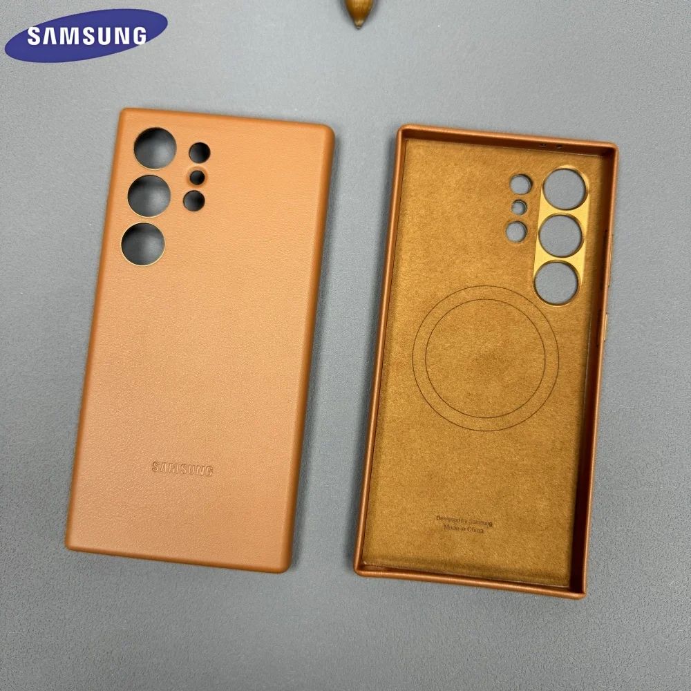 

Samsung S25 Ultra Phone Case Original Leather Magsafe Wireless Charging Funda for Galaxy S24 S23 S22 Ultra Magnet Coque with Box