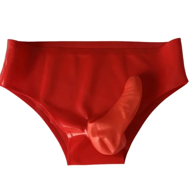 100%Latex Short Briefs with front Condom Fetish Panties Underwear handmade 0.4mm