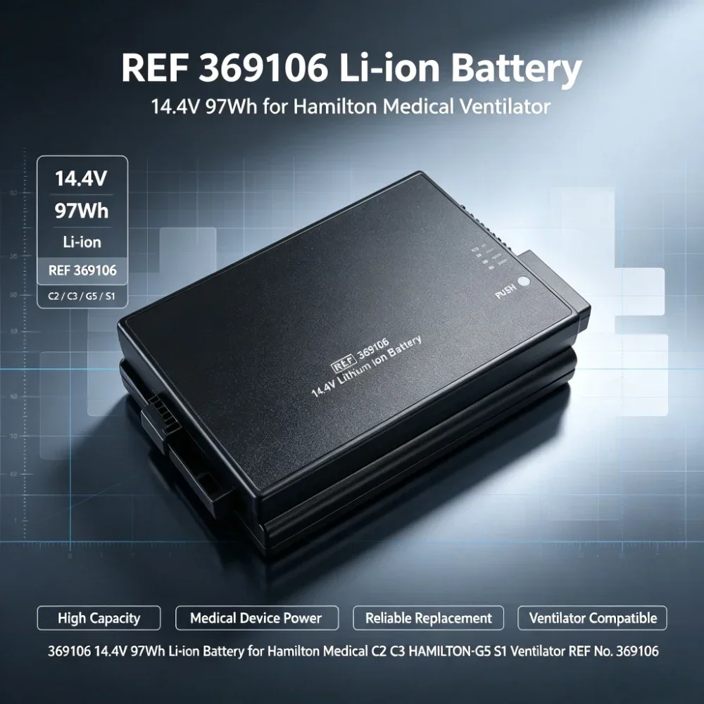369106 14.4V Rechargeable Li-ion Replacement Battery Compatible with Hamilton Medical C2 C3 G5 S1 Ventilator