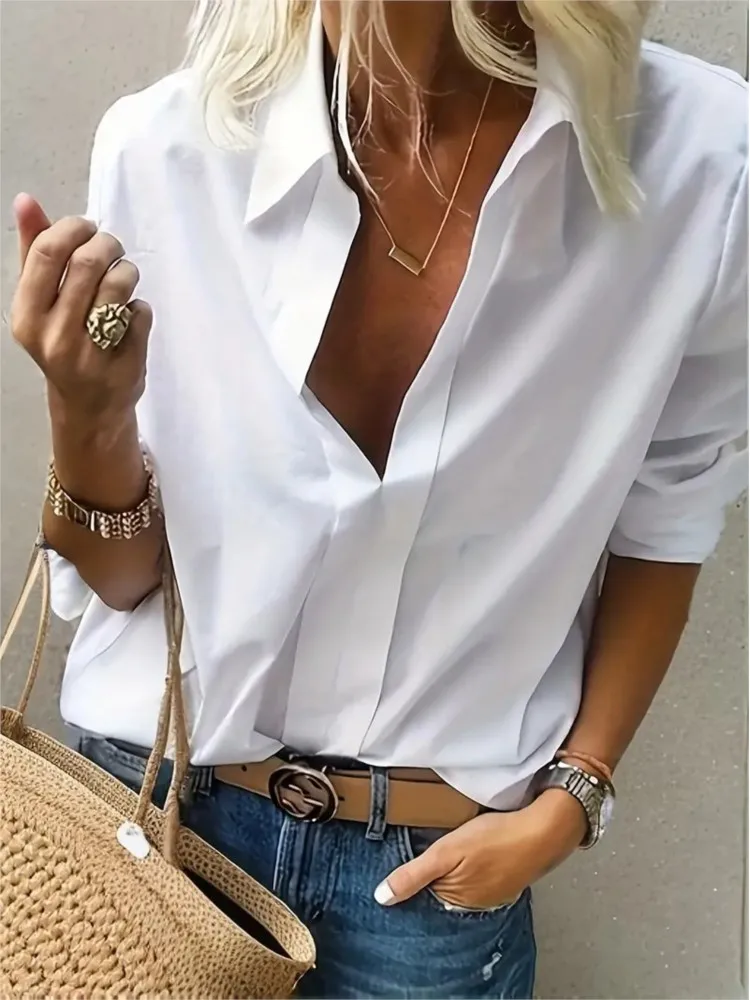 Fashion Long Sleeve Shirt Women Tops 2024 Sping Fall Casual Buttons Office Lady Shirts For Women\'s Blouses Elegant Femme Clothes