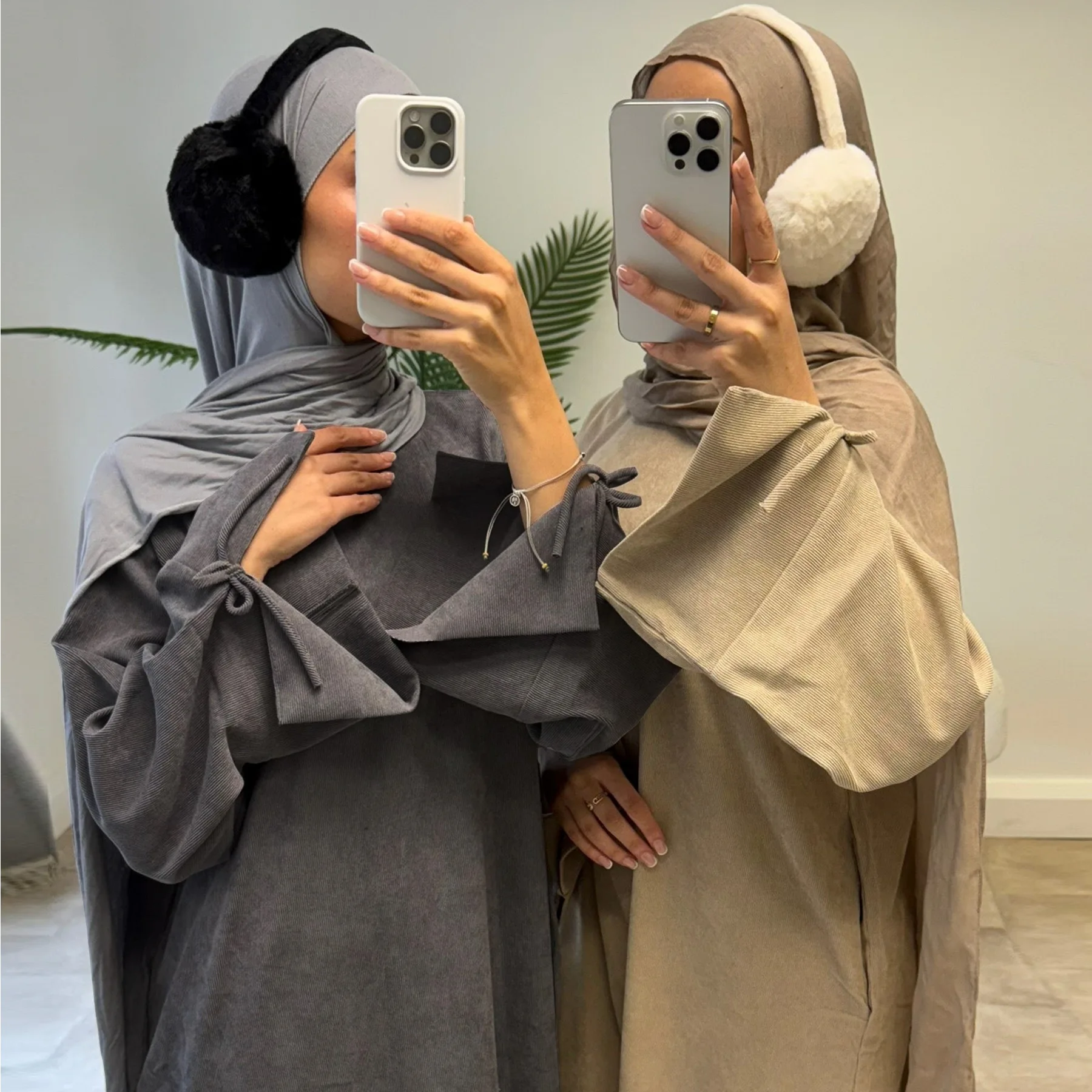 Abayas de invierno para mujeres musulmanas Abaya de pana 2025, nuevo Vestido largo modesto grueso de Color sólido, Vestido largo femenino, ropa islámica