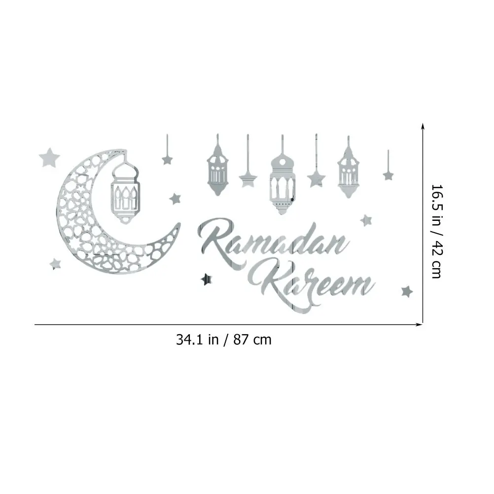 1Sheet Eid Mubarak Acrylic Mirror Sticker Ramadan Star Moon Wall Decor Ramadan Sticker Eid Wall Art DIY Stickers