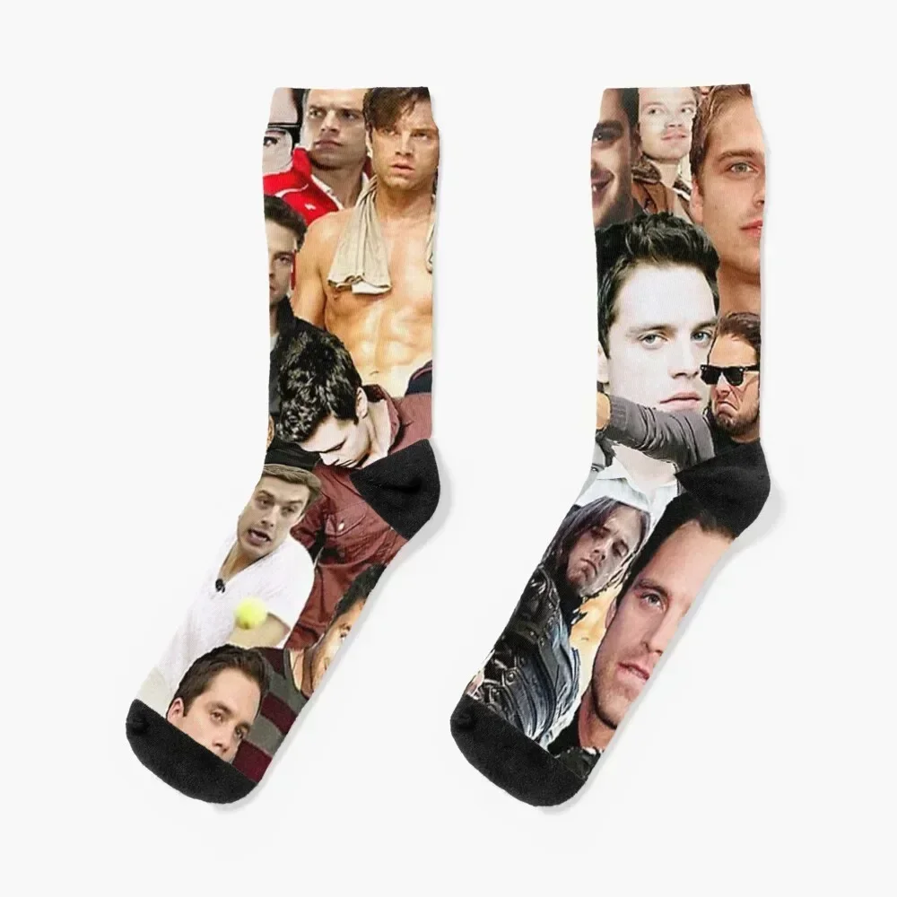 Sebastian Stan Photo Collage Socks golf Antiskid soccer Socks For Women Men's