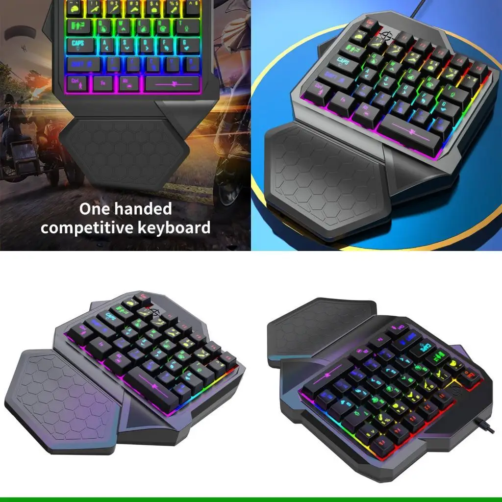 

U55C Игровая клавиатура, шнур для одной руки, 35 клавиш, клавиатура для одной руки для ноутбука, настольного ПК, смартфона, для