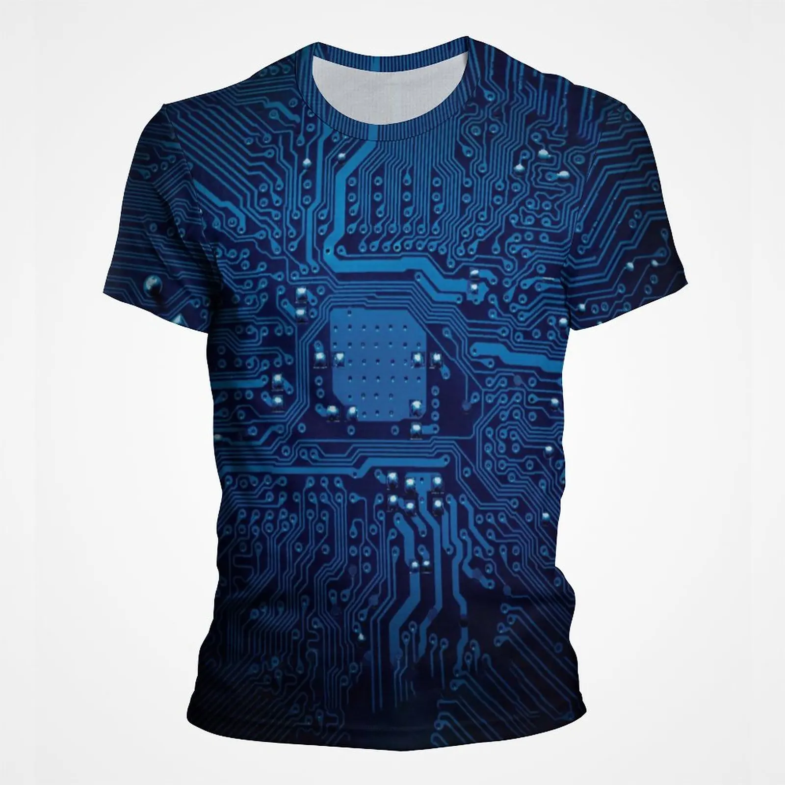 Summer Men's T-Shirt with Mainboard CPU Processor Circuit Board 3D Printed Design - Men's Outdoor Quick-Drying Sports Jacket