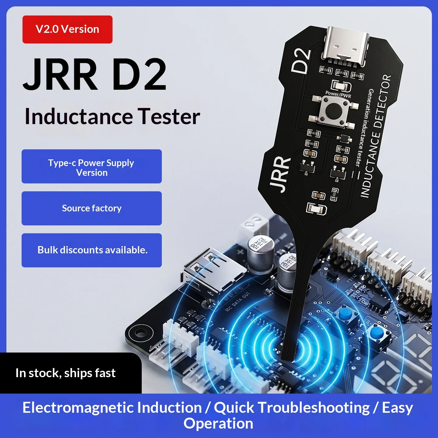 High Precision D2 Inductance Testing Device Microsecond Response Type-C Power Supply Mobile Repair Induction Troubleshooter