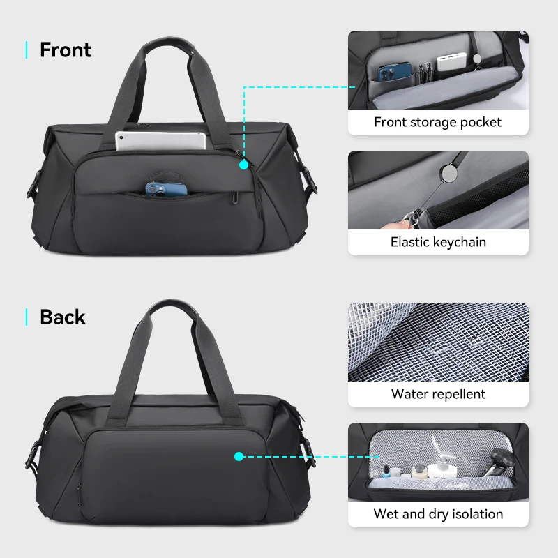 Impermeável Viagem Duffel Bag, Grande Capacidade Gym Bolsas, Wet Pocket, Multifunction, Bagagem Bolso, 32L