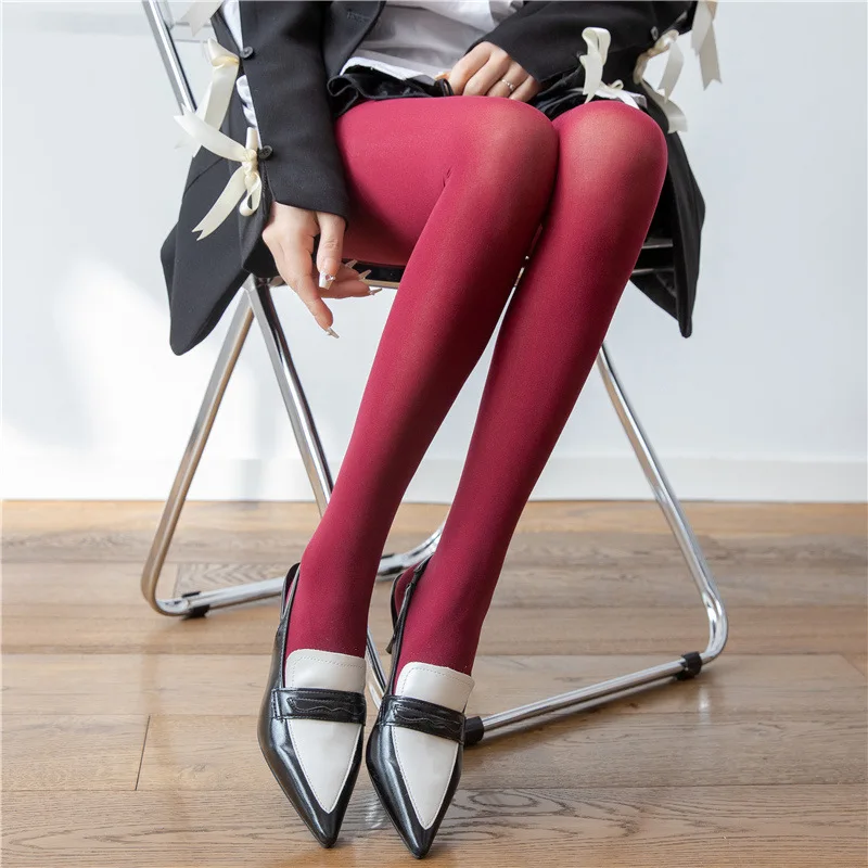 4Pcs Candycolor Women's Tights Slim Stockings Colorful Pantyhose High Elastic Leggings Red Women's Sexy Tights for Spring Autumn