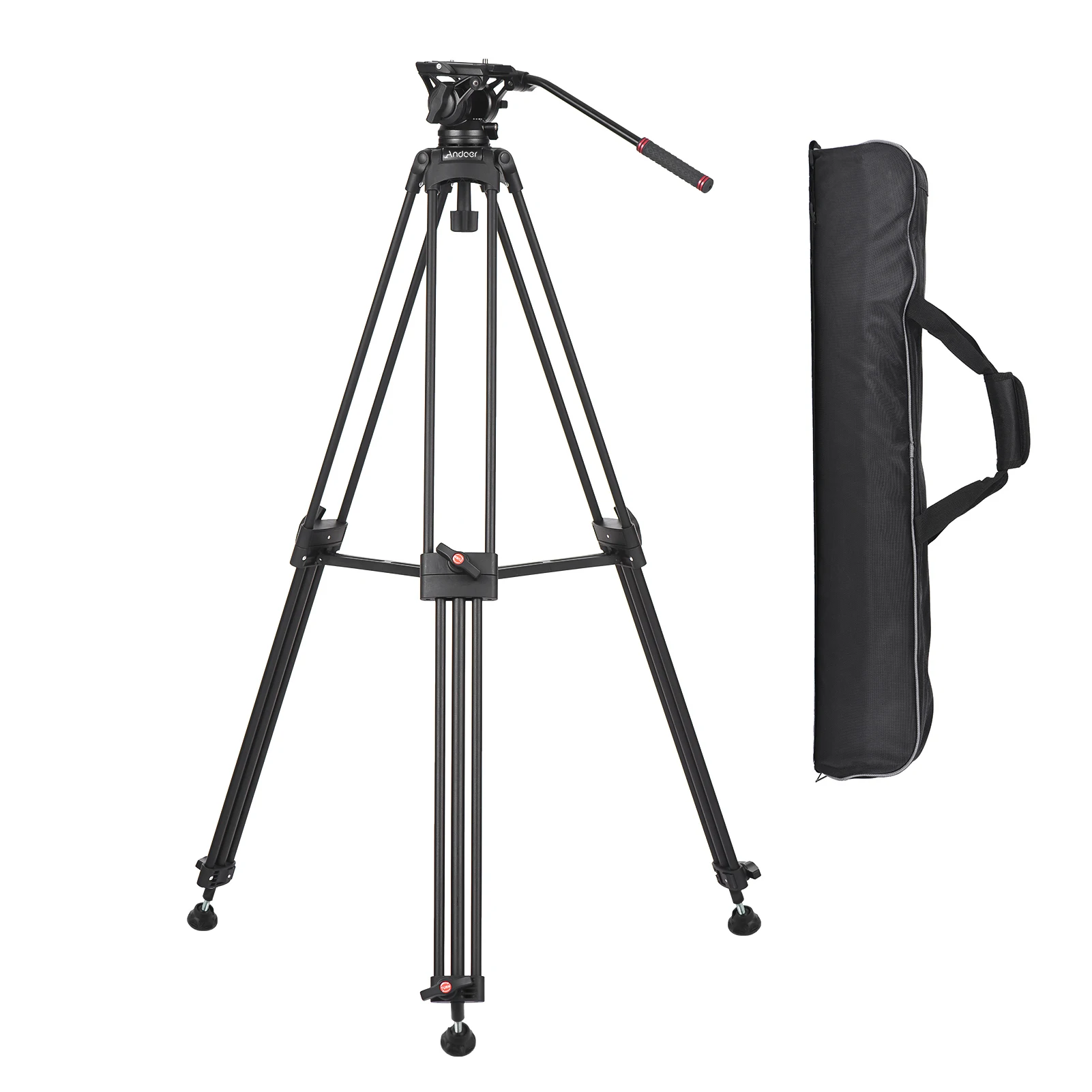 

Andoer D1801 Professional Photography Tripod Stand Aluminium Alloy with 360° Panorama Fluid Hydraulic Bowl Head 3-Section Extend