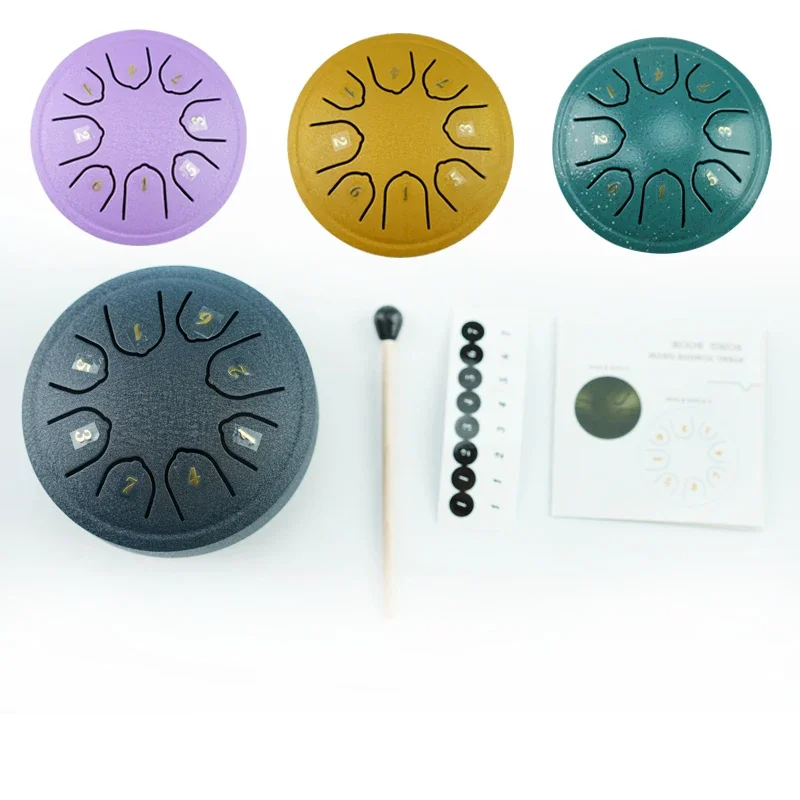 4.5 Inch 8-Tone Steel Tongue Hand Drum Mine Empty Drums With Drumsticks Beginners Percussion Instruments Accessories Parts