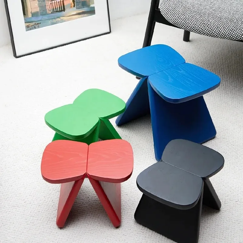 Butterfly small stool, simple small stool, modern solid wood shoe changing stool