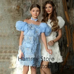 Customized Flower Girl Dress for Weddings Scoop Neck Short Sleeves Princess Party Dresses for Girls First Communion Gown