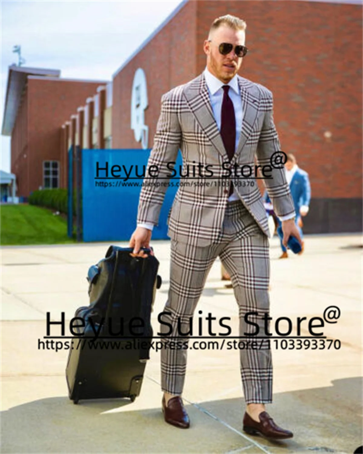 Elegante karierte Hochzeits anzüge für Männer Slim Fit Peak Revers Bräutigam formelle Smoking 3 Stück Sets Business männliche Blazer Kostüm homme