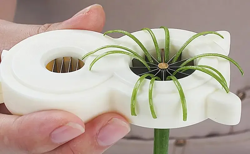 مفرمة البصل الأخضر للمطبخ ، زهر البرقوق ، جهاز تقطيع البصل ، آلة تقطيع الفولاذ المقاوم للصدأ ، مفرمة طعام ، مبشرة خضروات ، قطاعة #4