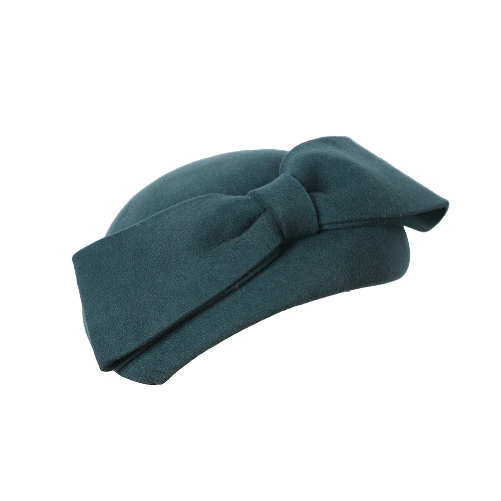 FS Pink Red Bowknot Fascinators Hat Wool Pillbox Hats For Women Spring Vintage Beret Cap Luxury Wedding Bride Cap Chapeau Femme