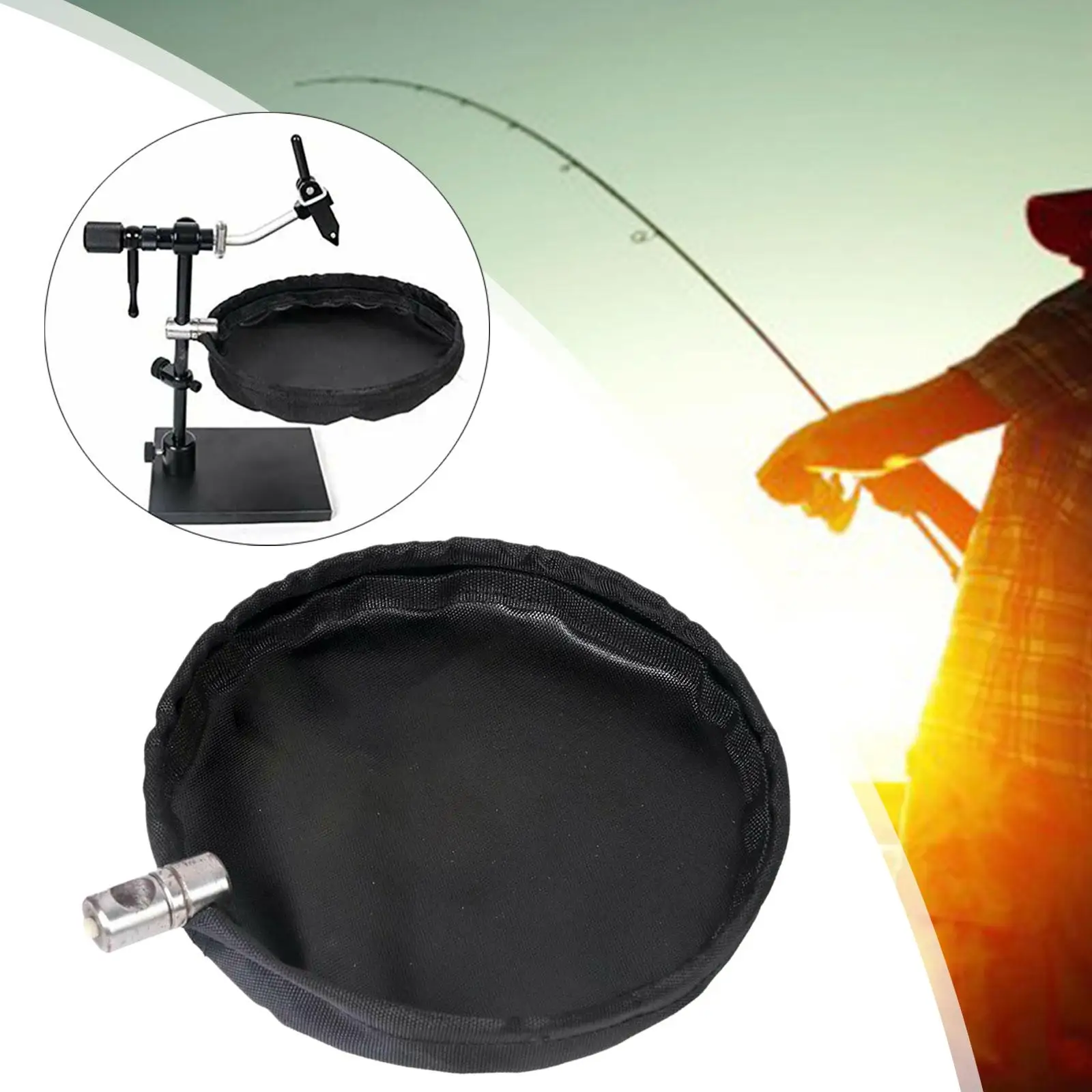 6.5 inch Fly Tying Waste Basket Oxford Cloth Fishing Line Tray Easy to Remove and Empty Basket for Fishing