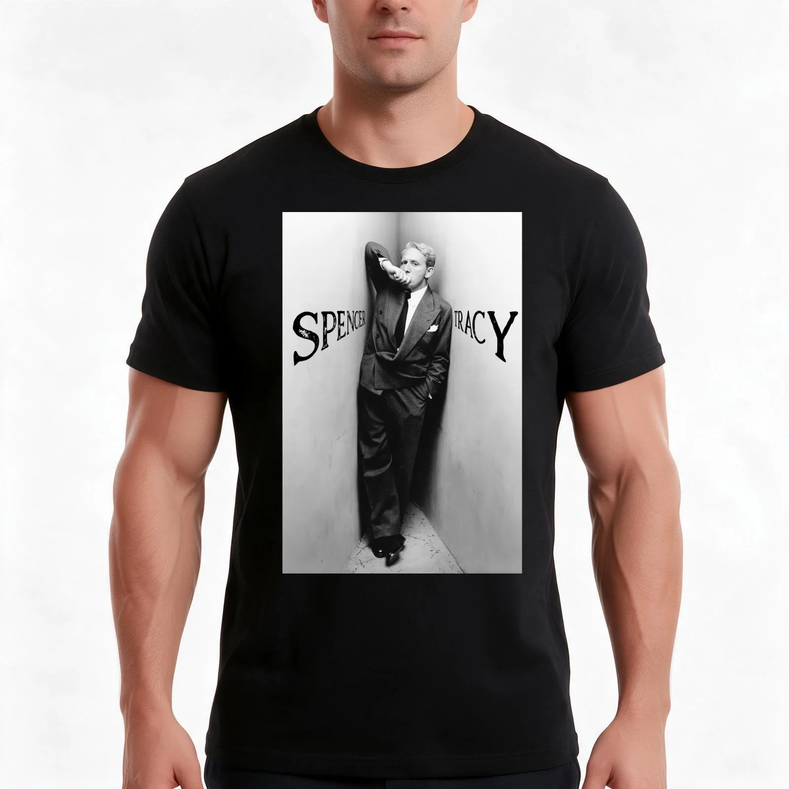 Spencer Tracy T-Shirt Summer Casual Cotton Tee Oversized Streetwear Tops Vintage Graphic Print Loose Fit Short Sleeve