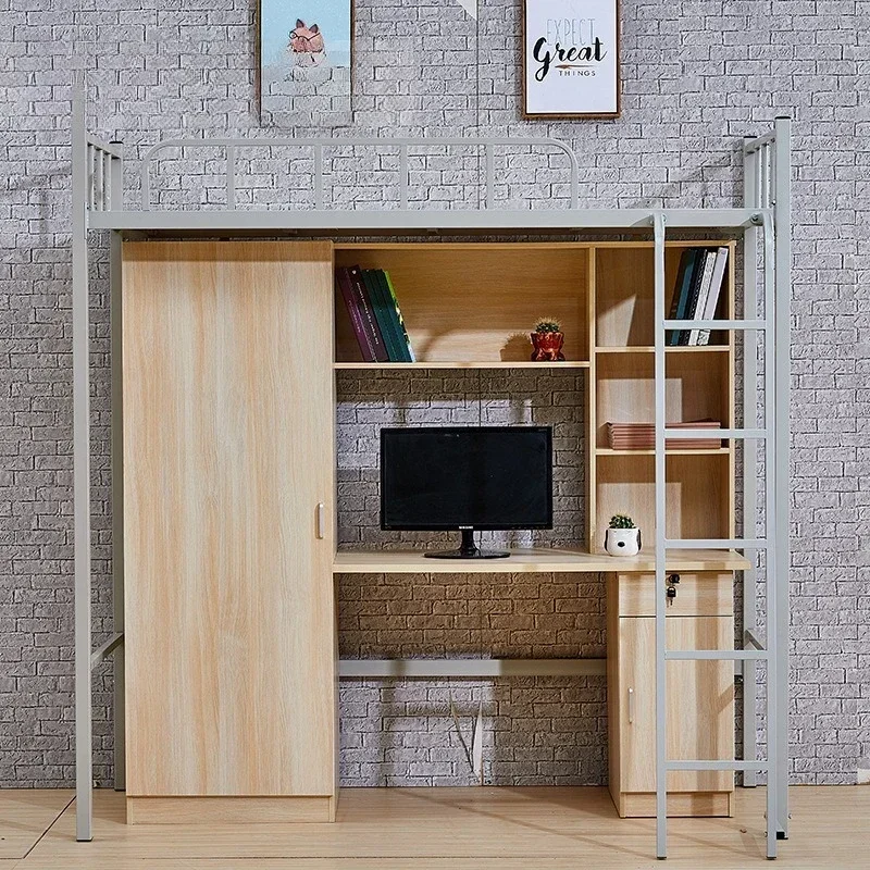 Supply school with escalator solid wood wardrobe combination single bed