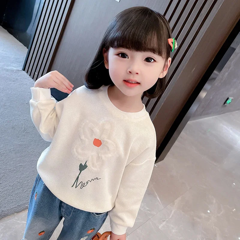 Sweatshirts Girls Hoodies Cotton Tops Overcoat Outwear 2025 Flowers Spring Autumn Windproof Kids Christmas Gift Children's Cloth