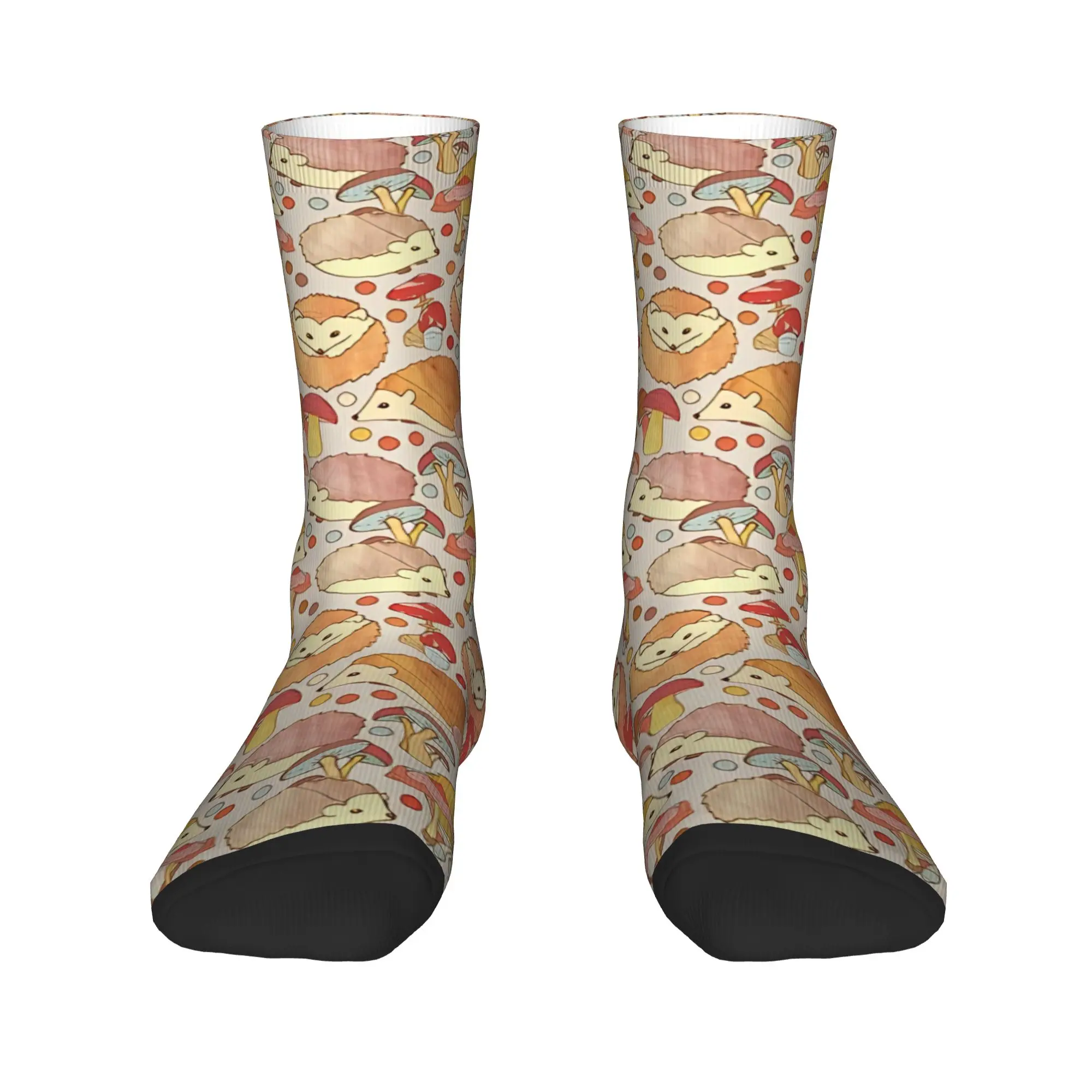 Woodland Hedgehogs A  In Soft Neutrals    Socks Winter  Stockings Korean Men Medium Soft Socks Printed Skateboard Non Slip Socks