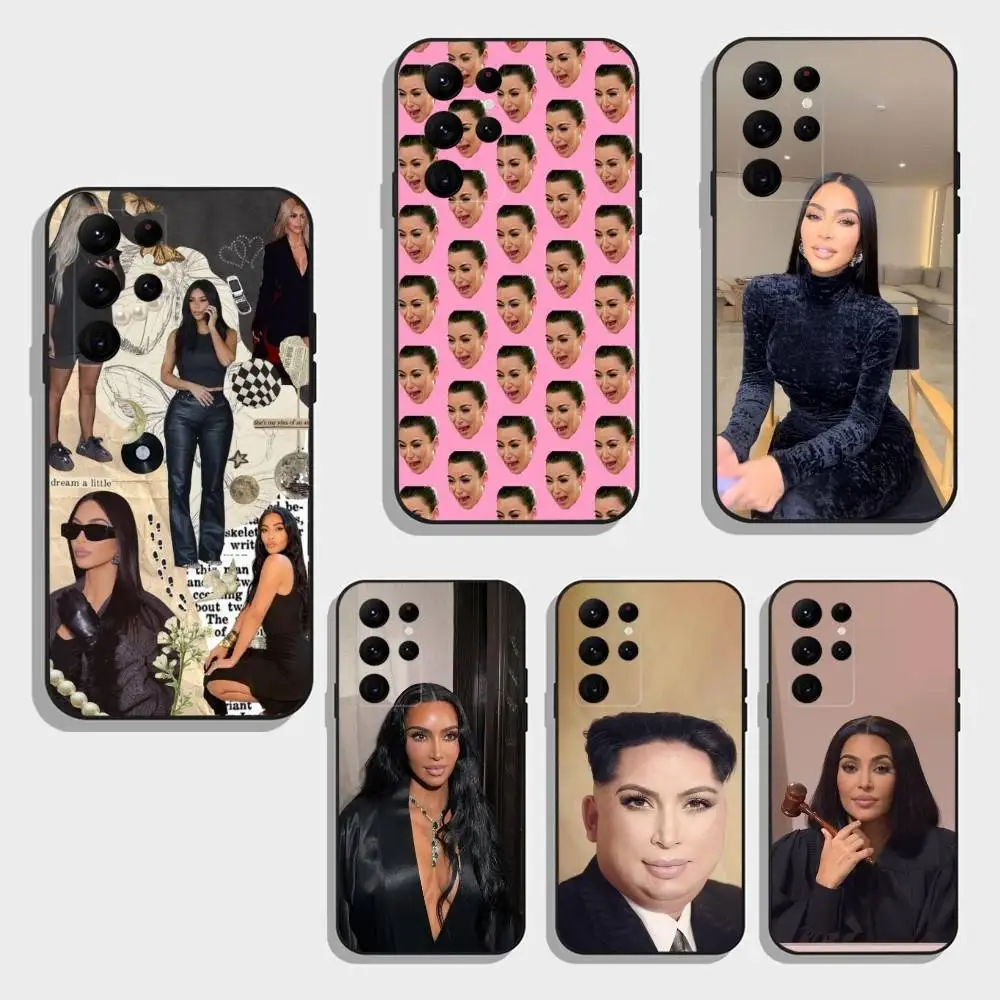 

K-Kim K-Kardashian M-Memes Phone Case For Samsung S25,24,23,22,30,21,10,9,Ultra,Plus,FE 5G Black Soft Case