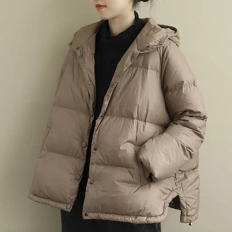 

Мягкая уютная теплая белая куртка на пуху, зимняя новая женская японская верхняя одежда большого размера на одной пуговице, свободная верхняя одежда