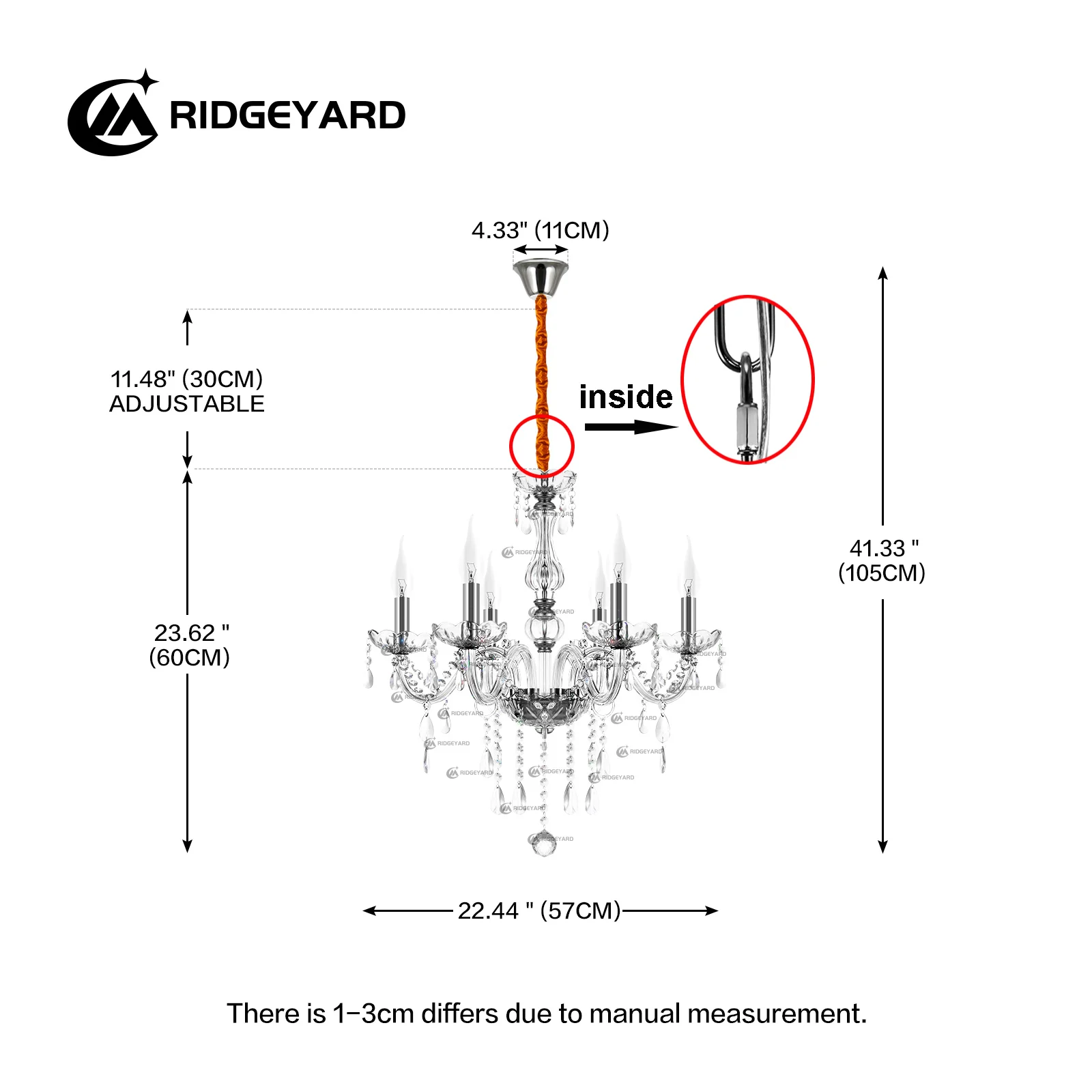 Ridgeyard Classic 6 Lights frędzle żyrandol 6 Arms Crystal Lustre lampa sufitowa do dekoracji pokoju luksusowa świeczka oświetlenie