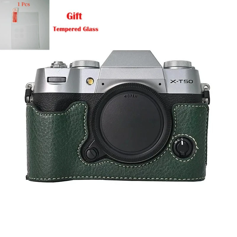 

Half Body Cover For Fujifilm XT50 PU Leather Fujifilm XT50 Camera Case Bag + free tempered film