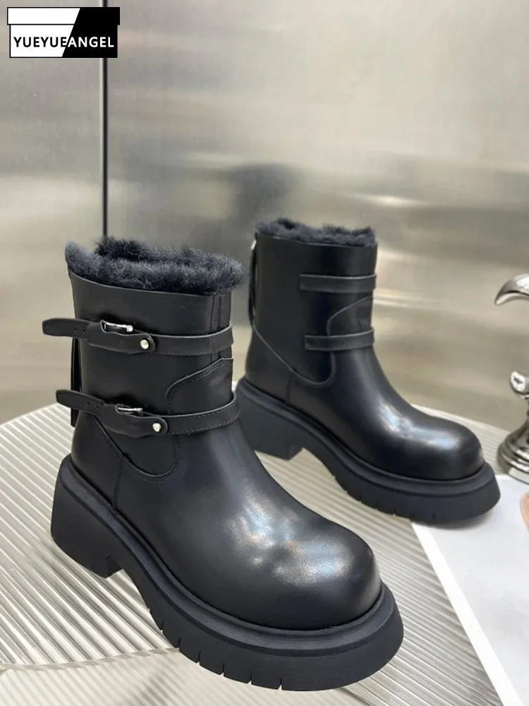 

Женские ботильоны из натуральной коровьей кожи с пряжкой на ремне, винтажные рыцарские ботинки в британском стиле на молнии сзади, осенне-зимняя толстая теплая обувь
