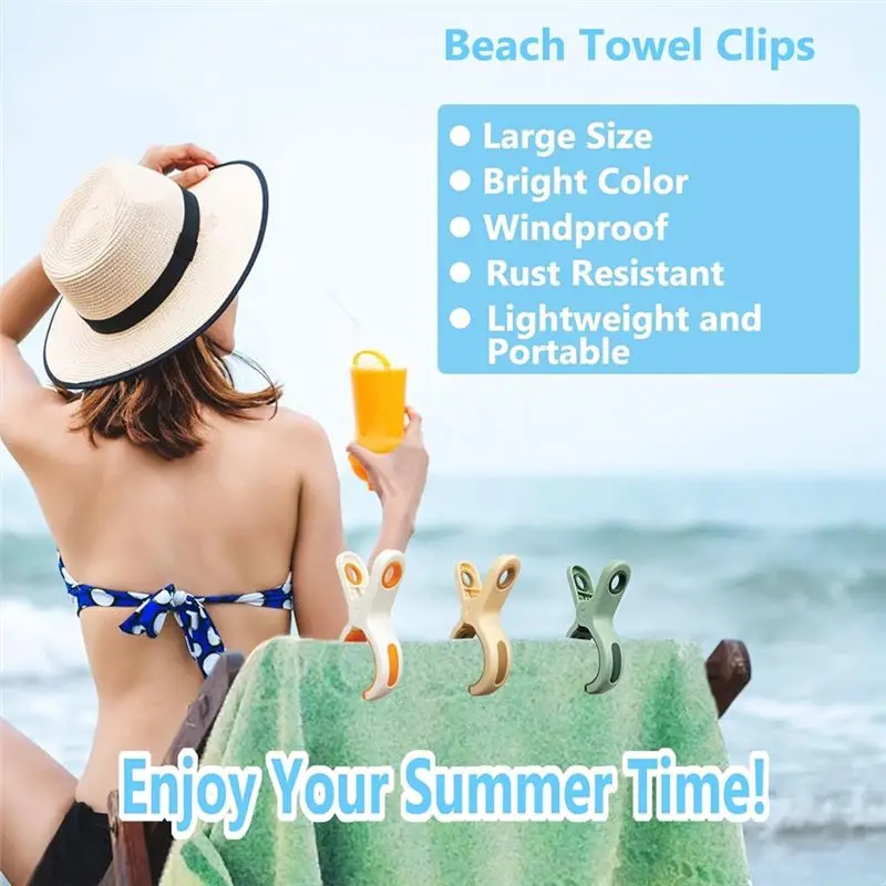 NEW HOT In Stock-Beach Towel Clip Accessories-12 PCS Large Plastic Clothespins In 3 Bright Colors For Chairs, Cruise, Pool