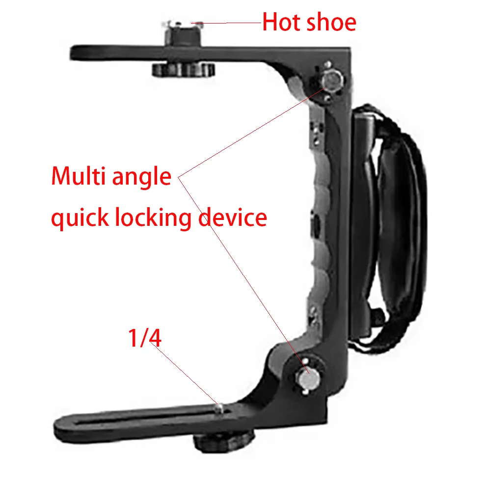 

800 Type Flip Flash Bracket w/strap Flash Arm Holder Stand for 580EX II SB-900 tripod camera, 1/4" screw to hot shoe adapter