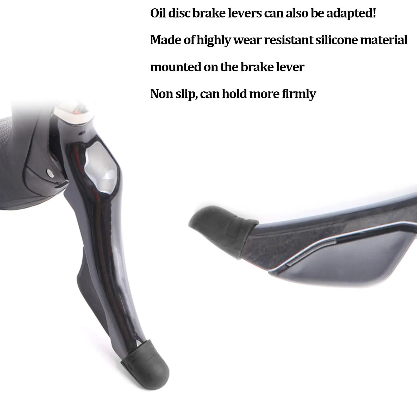 زوج واحد من الأكمام الواقية لتغيير اليد لدراجة الطريق من السيليكون المضاد للخدش وغطاء رافعة الفرامل باللون الأسود