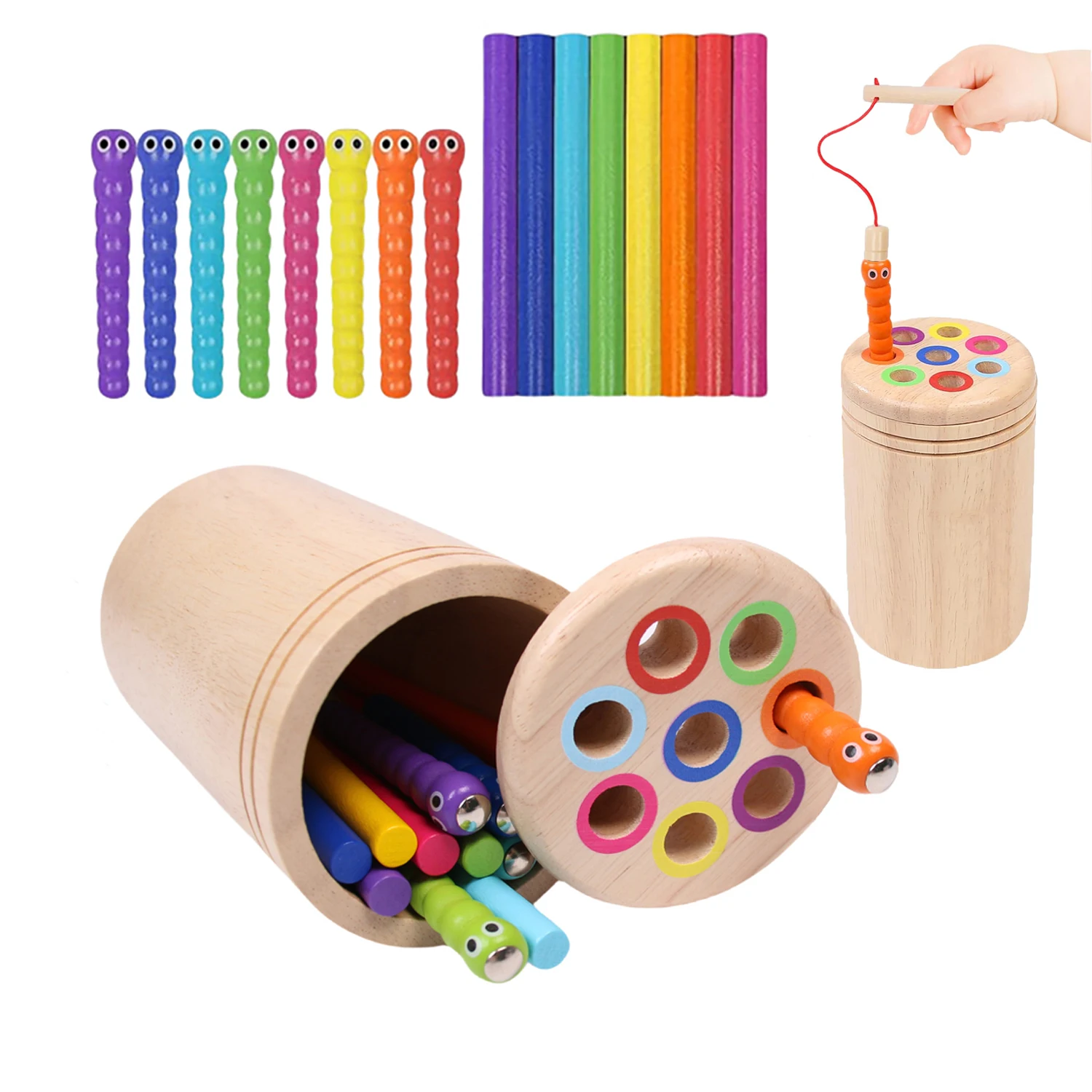 Wooden Color Sorting Toys for Toddler,Montessori Education Fine Motor Skills Learning Toy,Developmental Sensory Matching Games