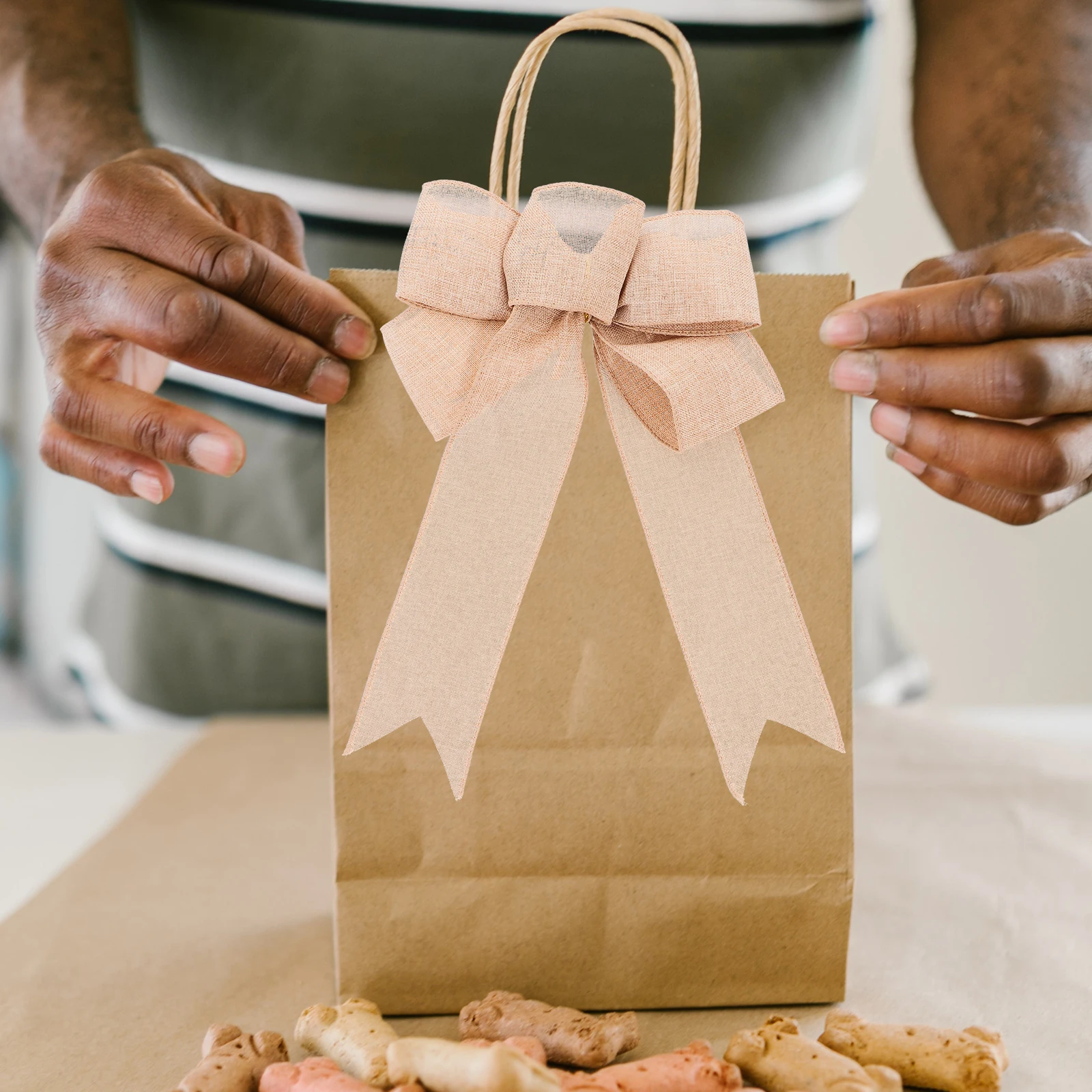 

4 Pcs Bow Gift Packaging for Present Decoration Oversized Big Bows Linen Crafting