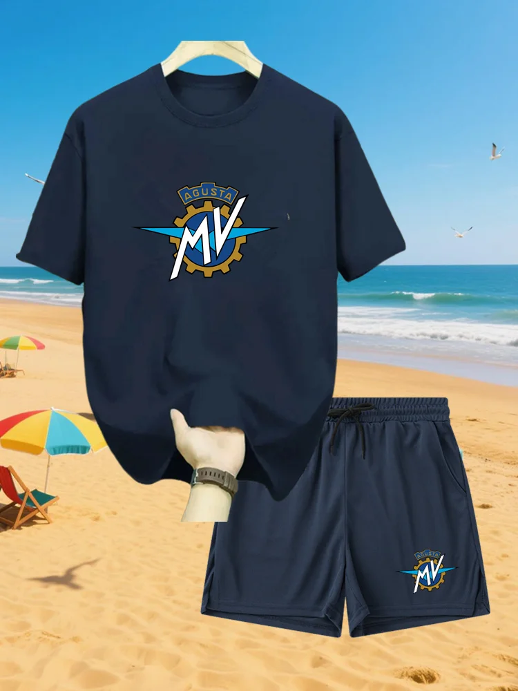 

AGUSTA Plus Size Men'S Quick-Drying Short-Sleeved Shorts Suit Men'S Leisure Sports Running Fitness T-Shirt Joker Shorts Teen