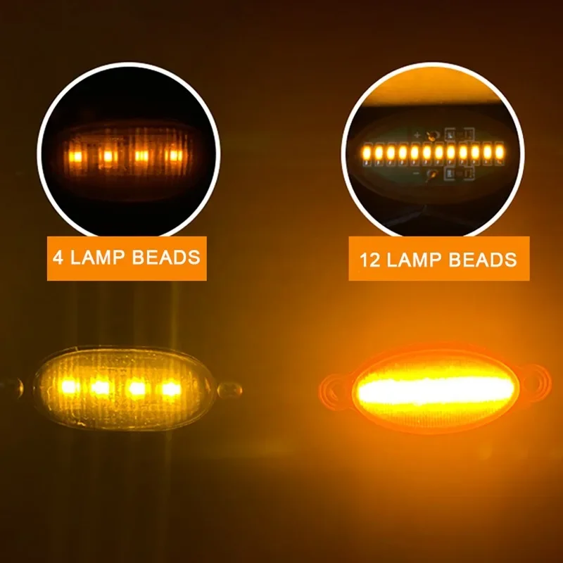 3/4/5/6pcs Smoked Lens Amber Car LED Front Grille Running Lights for Modify Off-road Vehicles (4/6 Lamp Beads)