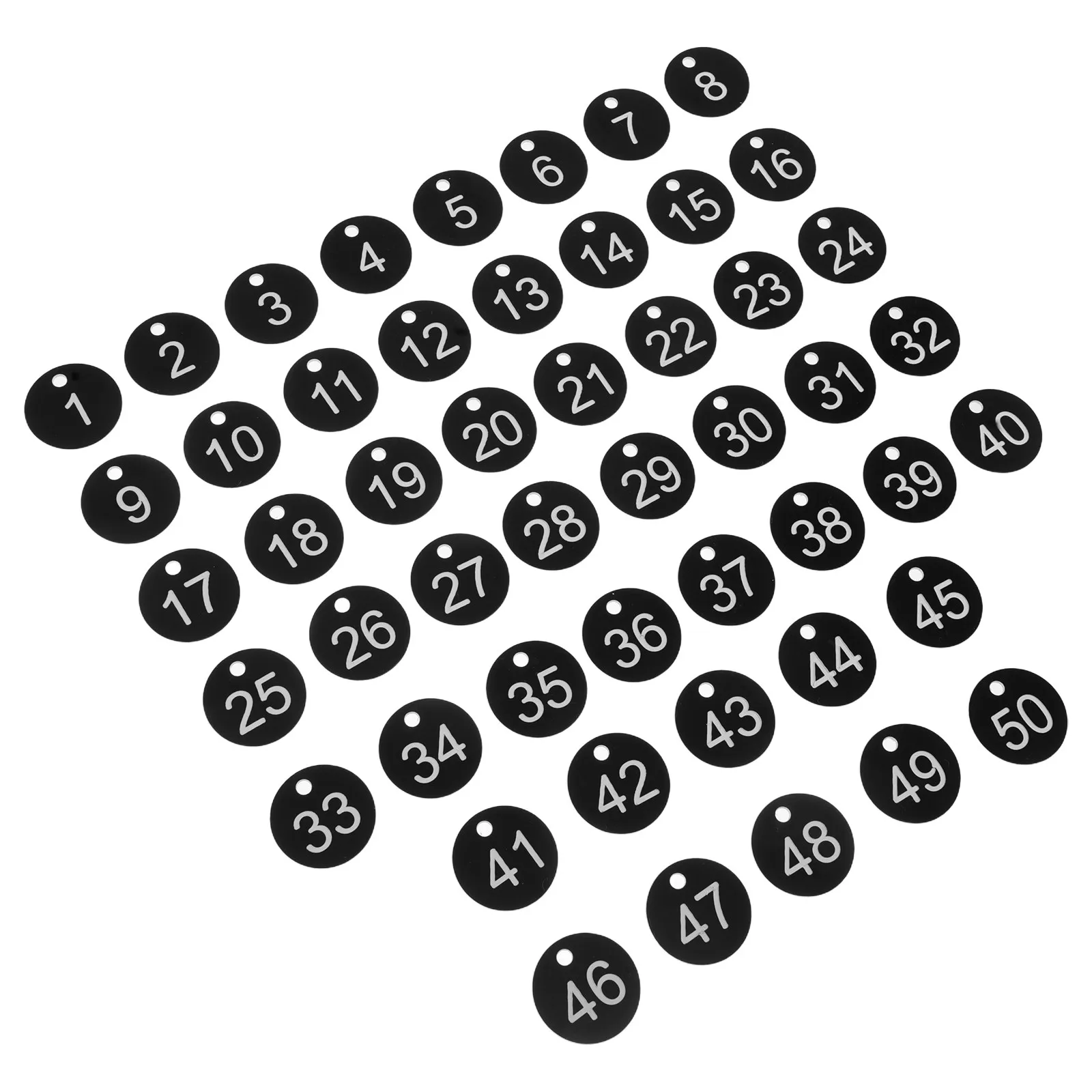 50Pcs Key Chain Labels Plastic Number Tags with Hole Clear Engraved Numbering for Key Storage Home Office Bag Identification