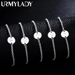 URMYLADY 925 Sterling Silver 26 Letter Women Men Chain Bracelet Anklet Charm Wedding Personality Jewelry Lady Gift Party