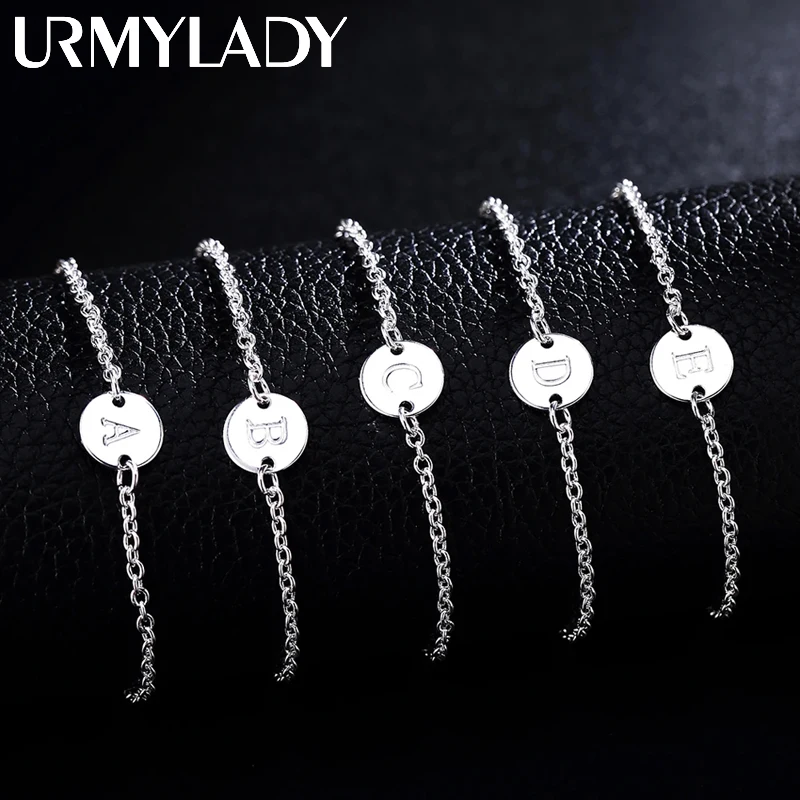 URMYLADY 925 Sterling Silver 26 Letter Women Men Chain Bracelet Anklet Charm Wedding Personality Jewelry Lady Gift Party