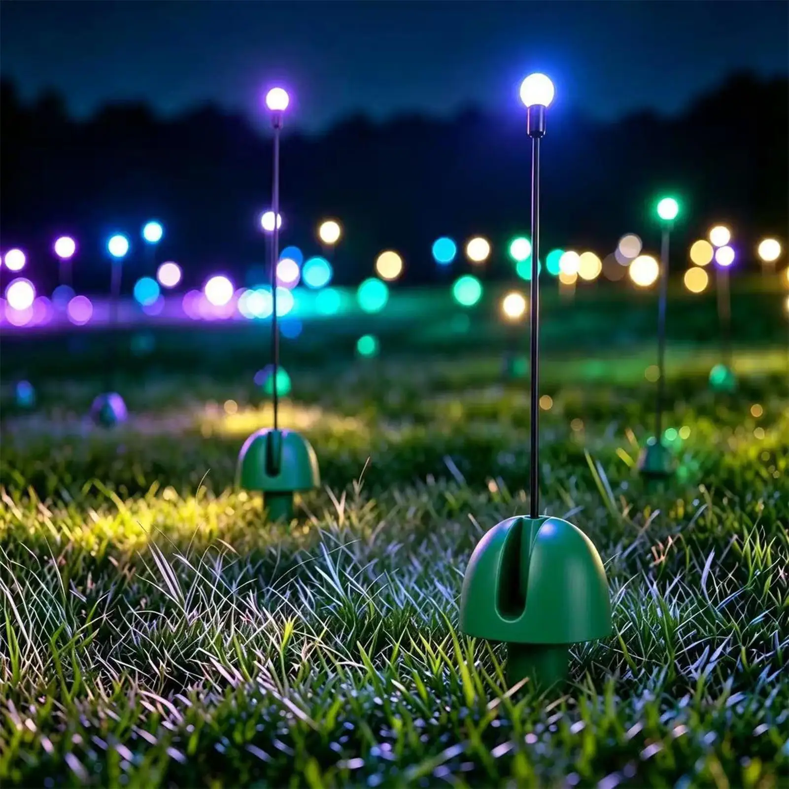 LED Jumping Stake Lights 4 Pieces Swing Christmas LED Stake Path Lights Yard Holiday Party Lighting For Outdoor Courtyard Patio